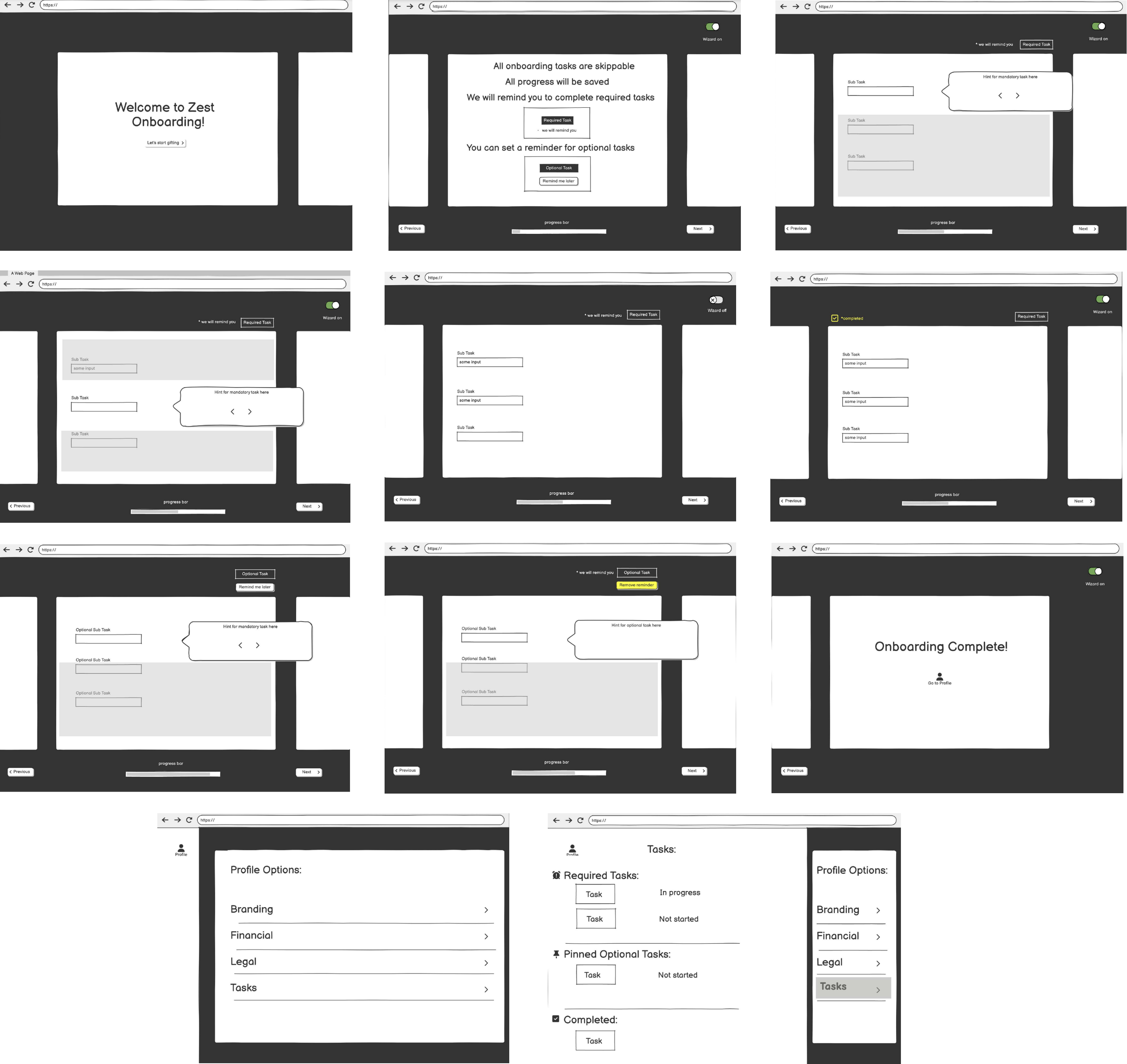 Lo-Fi wireframes